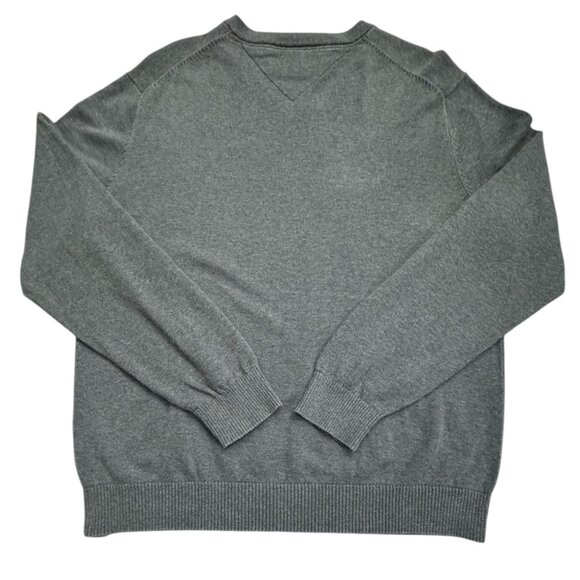Tommy Hilfiger Jumper Tight Knit Melange V-Neck Pullover Sweater Gray Mens Large - Picture 6 of 6
